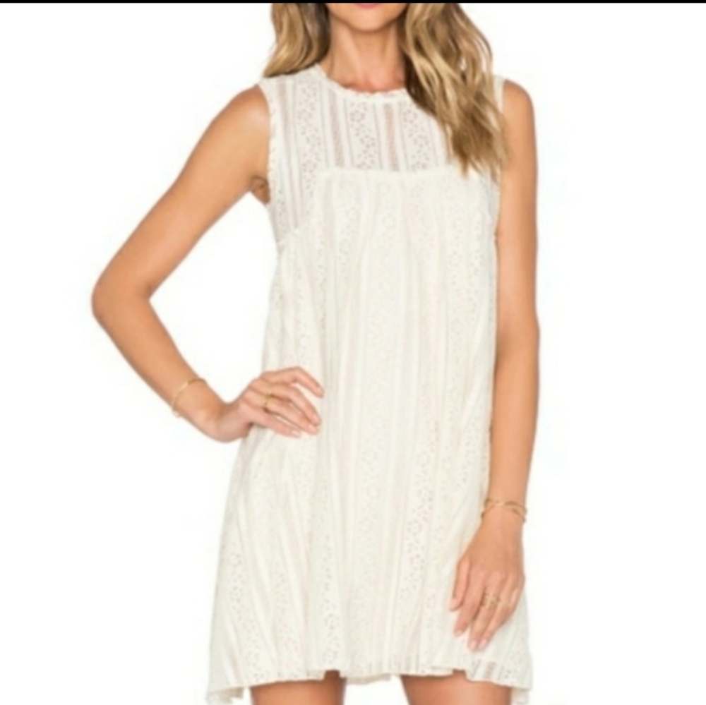 Free People Tu Es La Mini Lace Sleeveless Dress Antique Ivory OB413206 Size S/P